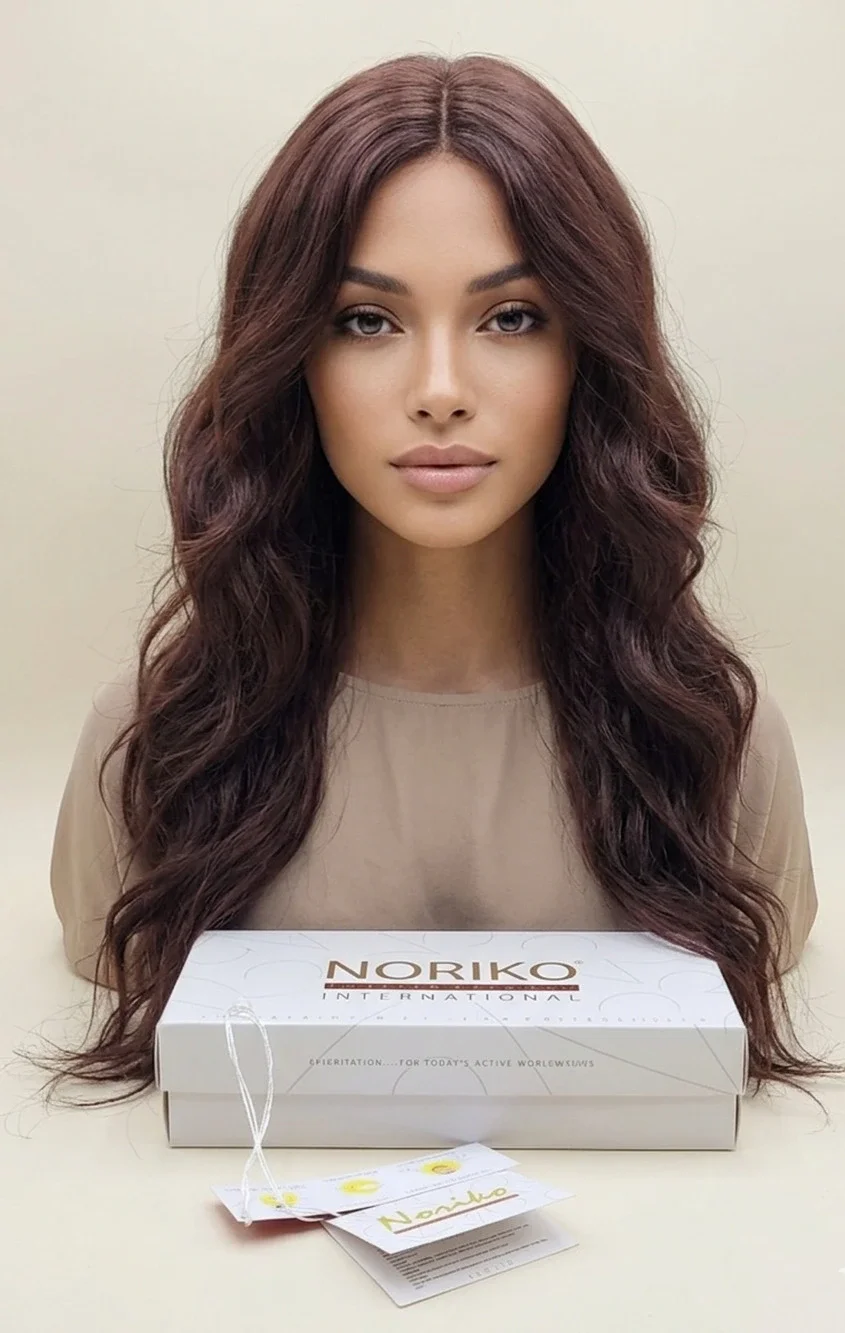 Noriko Jaden Wig Mulberry Brown Long Wavy Synthetic Hair Side Bangs 1707N NIB